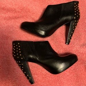 Steve Madden Leather Gold Studded Booties